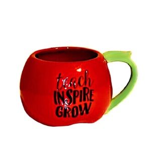 🆕 Tag "Teach Inspire Grow" Coffee Mug in  Red Glaze